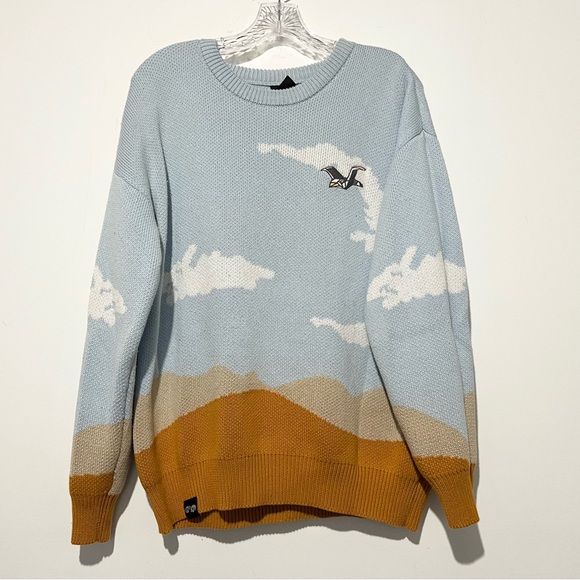 Lovejoy Band Merch Pebble Brain Marvelous View Cloud Jumper Blue Sweater Sz L - Picture 1 of 14